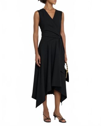 Lafayette 148 New York Womens Side Tie Midi Dress In Black