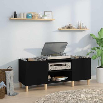 vidaXL Vidaxl - Mueble Para Discos Madera Contrachapada Negro 121x38x48 Cm