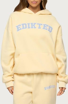 Edikted Lover Oversize Cotton Blend Hoodie in Yellow at Nordstrom, Size X-Large