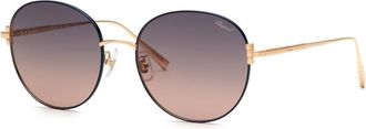 Chopard Blue Pink Gradient Round Ladies Sunglasses SCHL03M 0354 57