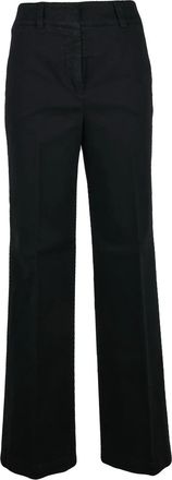 PESERICO Midnight Blue Cotton Stretch Trousers with Straight-Leg Silhouette