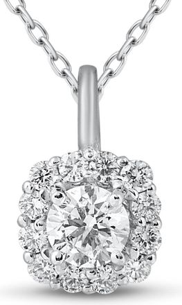Pompeii3 5/8ct Cushion Halo Diamond Pendant 14k White Gold & 18 Chain