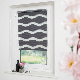 Garesa Doppelrollo »Welle« Lichtschutz ohne Bohren freihängend dekorativ, stufenlos verstellbar