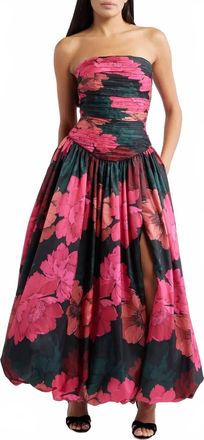 Hutch Georgina Bubble Cocktail Midi Dress In Fuchsia Multi Sketched Floral