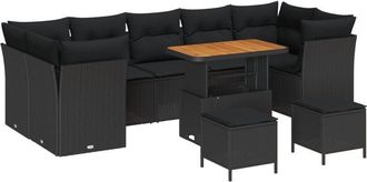 vidaXL Vidaxl - Garden Sofa Set Height-Adjustable 10 pcs Black Poly Rattan