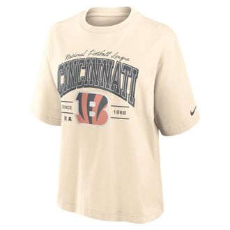 Nike Cincinnati Bengals Vintage Mod Boxy Nike Womens NFL T-Shirt in White | 01CM15A9A-U9E