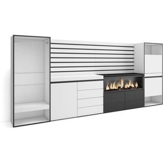 Skraut Home Credenza, Mobile, Buffet, Stoccaggio, 334x145x35 cm, Camera da letto, stanza, Camino elettrico xxl, Cassettiera, Scarpiera, Armadio Aperto, Stile