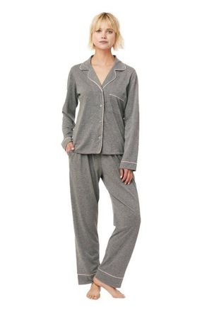 The Cats Pajamas Pima Knit Pajama Set in Heather Grey at Nordstrom, Size X-Small