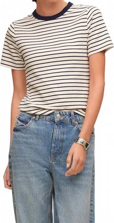 Fifteen Twenty Womens Mandy Contrast Top In Cream With Navy