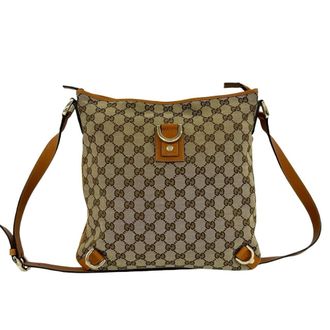 Gucci Brown Canvas Leather Shoulder Bag Tote Bag (Pre-Owned)