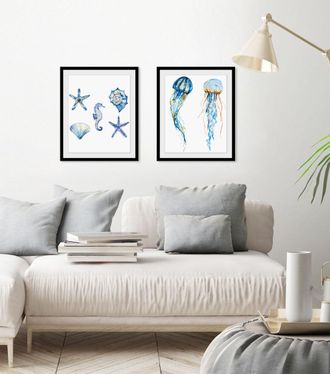 Queence Bild »Alexander« Kunst Meer Wassertiere 1 Stk. tlg. HD Premium Poster-Druck inkl. Holzrahmen