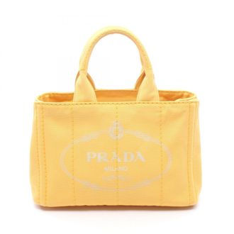 Prada Yellow Canvas Handbag Tote Bag (Pre-Owned)