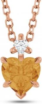 Allurez Heart Natural Citrine & Natural Diamond Pendant Necklace 14K Rose Gold (0.45ct)