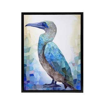 Artery8 Blue Footed Booby Bird Collage Framed Canvas Wall Art Print | Size: W24 x H32