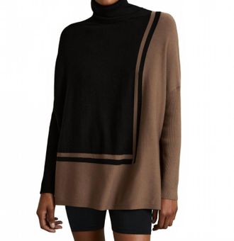 Reiss Sophia Colorblock Roll Neck Sweater In Blacktan