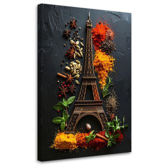 Feeby Cuadro Sobre Lienzo, Especias Hierbas Torre Eiffel, 80x120