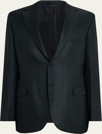 Brioni Mens Cashmere Tonal Plaid Single-Breasted Sport Coat
