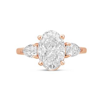 Diana M. Jewels 18kt rose gold lab grown 10ct oval diamond ring with pears on the sides