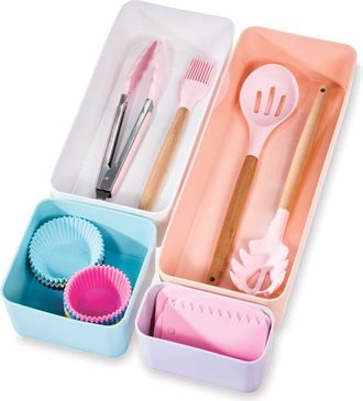 iDesign iDesign Organizer cassetti, Pratico organizer scrivania dalla serie di Rosanna Pansino, Organizer cucina in plastica riciclata in set da 4, colorato