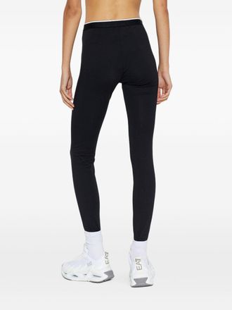 Emporio Armani Logo-Waistband Jersey Leggings - Black