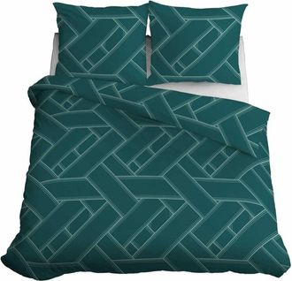 OEM Ropa De Cama De Sat&eacute;n 220x200 Verde Geom&eacute;trico