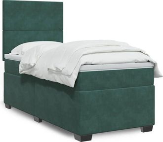 vidaXL Vidaxl - Cama Box Spring Con Colch&oacute;n Terciopelo Verde Oscuro 90x190 Cm