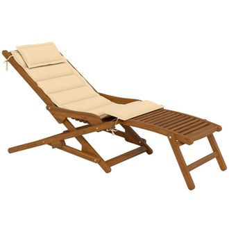 OUTSUNNY Tumbona silla exterior 158x61x70 cm beige