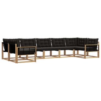 vidaXL Conjunto De Sof&aacute;s De Exterior Con Coj&iacute;n 7 Pcs Blanco Y Negro Vidaxl