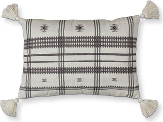 Tag White Peak Yarn Dyed Cotton Lumbar Decorative Pillow in Beige at Nordstrom, Size Medium