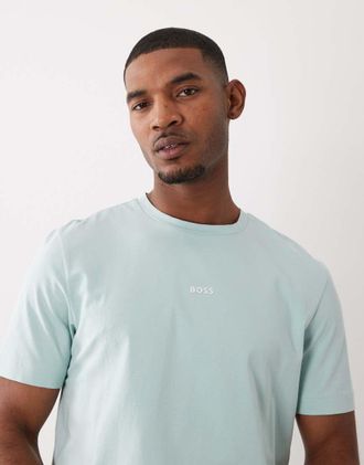Boss Orange by Hugo Boss HUGO BOSS - T-shirt in cotone blu con logo a contrasto