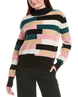 Elie Tahari Balloon Sleeve Mock Neck Cashmere Sweater