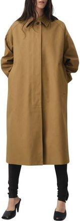 Mango Selection Longline Cotton Trench Coat in Tobacco Brown at Nordstrom, Size Medium