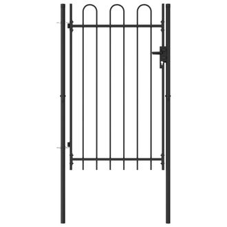Berkfield Home Fence Gate Single Door with Arched Top Steel 1x1.5 m Black