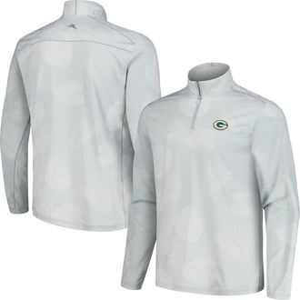 Tommy Bahama Mens Tommy Bahama Gray Green Bay Packers Delray Frond IslandZone Half-Zip Sweatshirt at Nordstrom, Size Xx-Large
