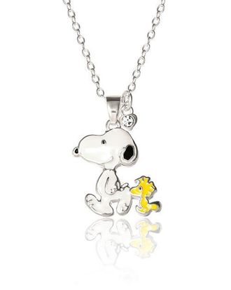 Peanuts Snoopy and Woodstock 3D Pendant Necklace in Silver at Nordstrom