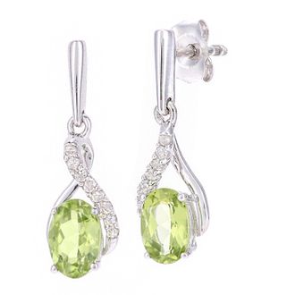 Diamant L'éternel 9ct witgouden 1,05ct peridot en 0,06ct diamanten oorbellen