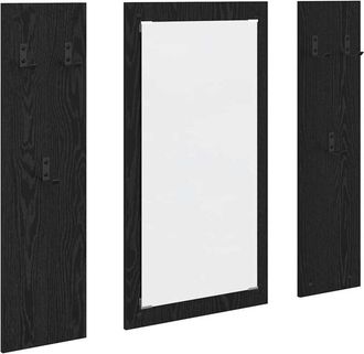 vidaXL Vidaxl - Perchero de pared con espejo Roble negro 96 x 1.5 x 90 cm