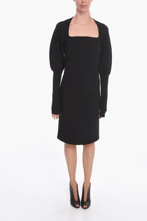 Bottega Veneta Stretch Wool Knit Midi Dress with Cut-Out Detail Bottega Veneta