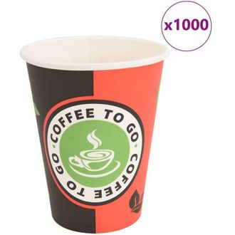 vidaXL Bicchieri da Caff&egrave; in Carta 1000 pz 12oz 300ml Rosso e Nero - Vidaxl