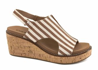 Corkys Footwear Womens Stripped Carley Wedge Sandals In Tan