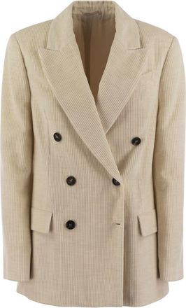 Brunello Cucinelli Brunello Cucinelli Womens Viscose And Cotton Corduroy Jacket With Necklace - Nude - Size EU 38 (Womens)