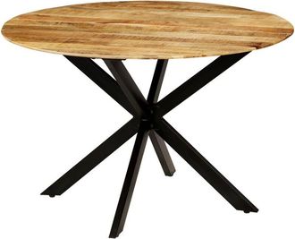 vidaXL Dining Table Solid Rough Mango Wood and Steel 120x77 cm vidaXL