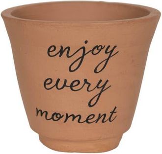 Foreside Home And Garden Enjoy Every Moment Cursive Terracotta Planter Pot 5.25 in Brown at Nordstrom