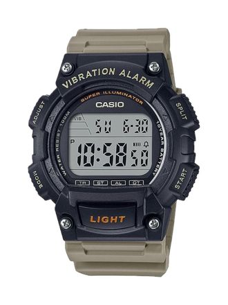 Casio Mens Black Shock-Resistant Digital Sport Watch with Tan Band - W-736H-5AVCF