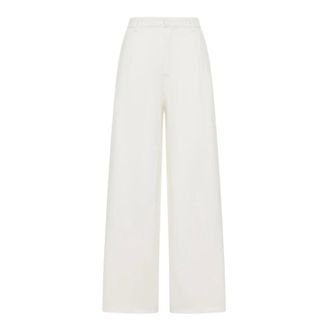 Max Mara Wide Trousers, female, White, Size: XS Smmaloa 325 Pantaloni a gamba ampia passanti per cintura chiusura nascosta