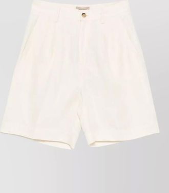 Woolrich linen blend shorts front pleats pockets beltloops