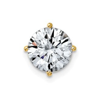 Diamond2Deal 14k Yellow Gold 2ct. 8.0mm Round Moissanite Solitaire Chain Slide Pendant