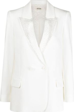 Zadig&Voltaire Visit rhinestone-embellished blazer - women - Spandex/Elastane/Viscose/Polyester/Viscose - 36 - White