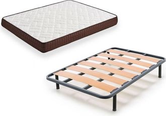 HOGAR 24 Cama Completa - Colch&oacute;n Viscobrown Reversible + Somier Lama Ancha (2 Somieres De 80cm Con Abrazadera) + 8 Patas De 26cm, 160x180 Cm