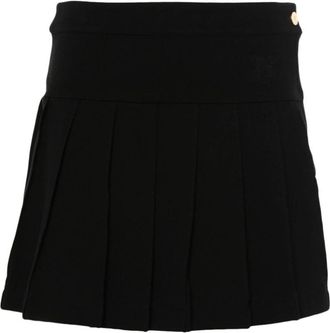 Palm Angels Monogram Geplooide Minirok - Dames - Korte rokken - Zwart - S - Polyester - Rokken